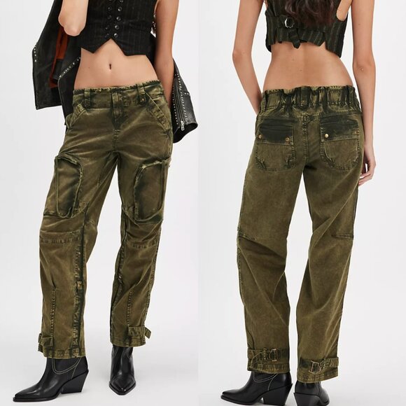 Free People We The Free Can't Compare Slouch Pants Green - Picture 1 of 14